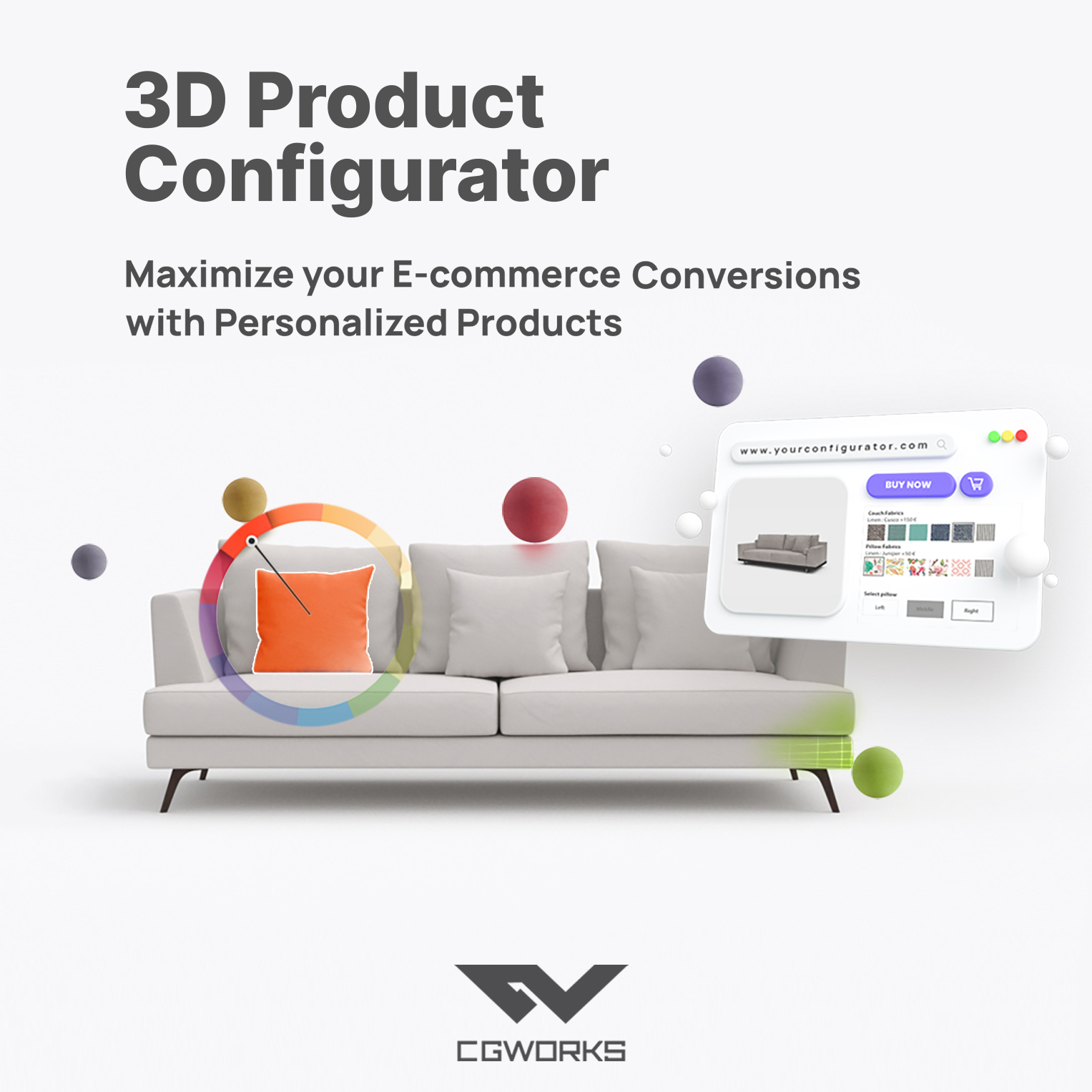 Visual of a 3D product configurator, illustrating how it can improve e-commerce sales through engaging customization options.